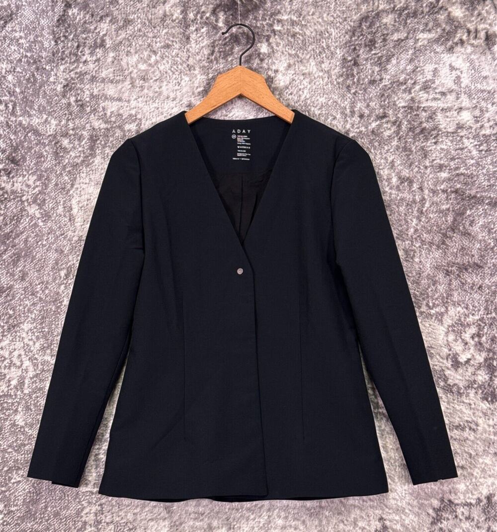 ADAY Jacket XS Womens Trailblazer Collarless Blazer Black